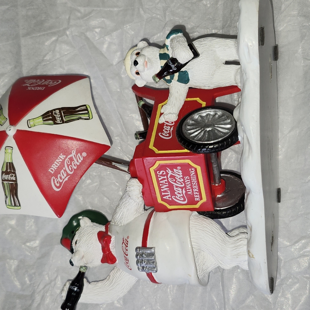 Coca-Cola Polar Bear Figurine with Umbrella